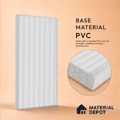Dove Grey Plain Colour Look PN 07477 8 ft x 4.8 inch PVC Panel - 10 mm | Suitable for Living Room, Bedroom & Office | Width is Subjected to 5% Variation