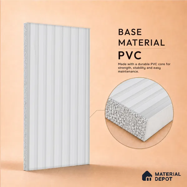 Dove Grey Plain Colour Look PN 07477 8 ft x 4.8 inch PVC Panel - 10 mm | Suitable for Living Room, Bedroom & Office | Width is Subjected to 5% Variation