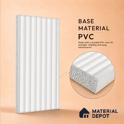 Ivory Beige Plain Colour Look PN 07478 8 ft x 4.8 inch PVC Panel - 10 mm | Suitable for Living Room, Bedroom & Office | Width is Subjected to 5% Variation