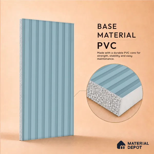 Cloud Grey Plain Colour Look PN 07480 8 ft x 4.8 inch PVC Panel - 10 mm | Suitable for Living Room, Bedroom & Office | Width is Subjected to 5% Variation