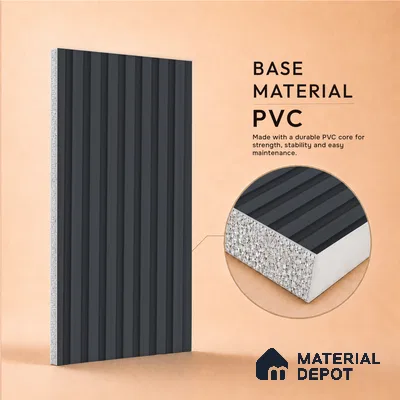 Graphite Grey Plain Colour Look PN 07482 8 ft x 4.8 inch PVC Panel - 10 mm | Suitable for Living Room, Bedroom & Office | Width is Subjected to 5% Variation