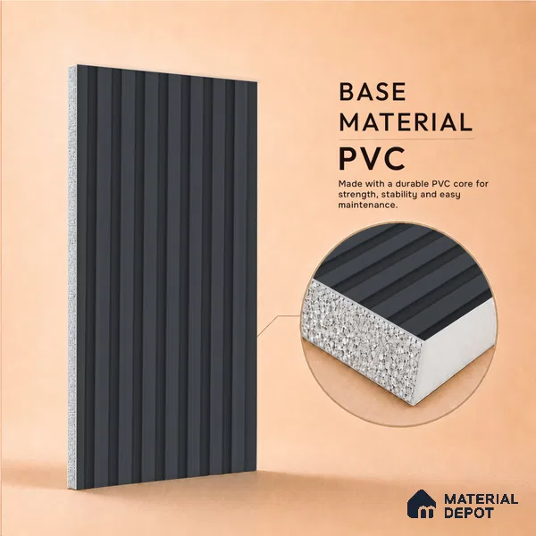 Graphite Grey Plain Colour Look PN 07482 8 ft x 4.8 inch PVC Panel - 10 mm | Suitable for Living Room, Bedroom & Office | Width is Subjected to 5% Variation