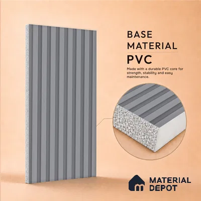 Mist Grey Plain Colour Look PN 07483 8 ft x 4.8 inch PVC Panel - 10 mm | Suitable for Living Room, Bedroom & Office | Width is Subjected to 5% Variation