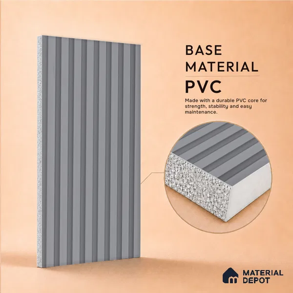 Mist Grey Plain Colour Look PN 07483 8 ft x 4.8 inch PVC Panel - 10 mm | Suitable for Living Room, Bedroom & Office | Width is Subjected to 5% Variation