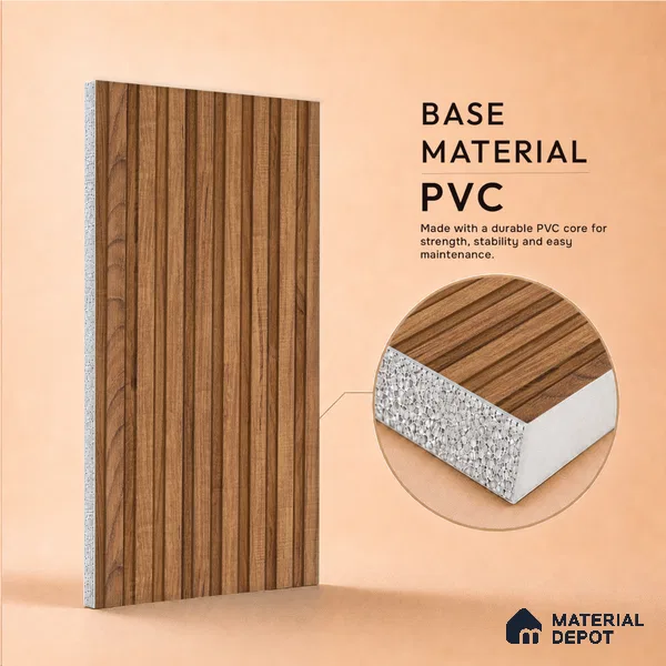 Wooden Look PN 07487 8 ft x 4.8 inch PVC Panel - 10 mm | Suitable for Living Room, Bedroom & Office | Width is Subjected to 5% Variation