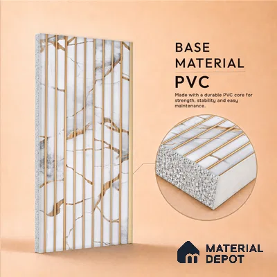Dove Grey Marble Look PN 07495 8 ft x 6 inch PVC Panel - 10 mm | Suitable for Living Room, Bedroom & Office | Width is Subjected to 5% Variation