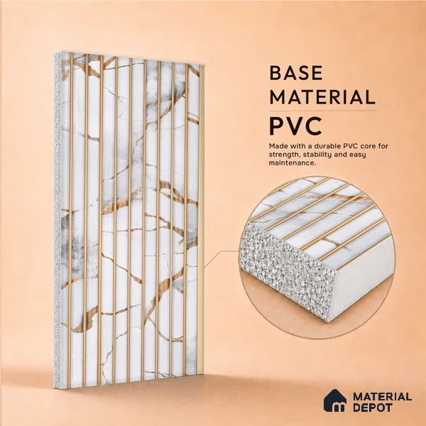 Dove Grey Marble Look PN 07495 8 ft x 6 inch PVC Panel - 10 mm | Suitable for Living Room, Bedroom & Office | Width is Subjected to 5% Variation