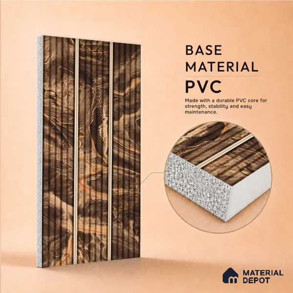 Chocolate Brown Marble Look PN 07501 8 ft x 6 inch PVC Panel - 10 mm | Suitable for Living Room, Bedroom & Office | Width is Subjected to 5% Variation
