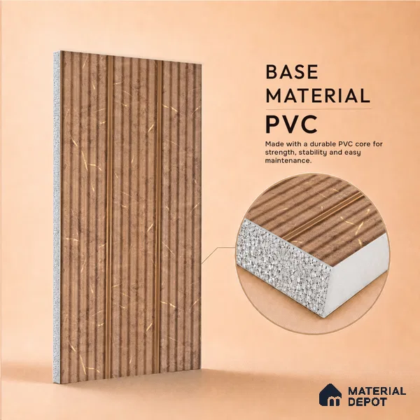 Wooden Look PN 07502 8 ft x 6 inch PVC Panel - 10 mm | Suitable for Living Room, Bedroom & Office | Width is Subjected to 5% Variation