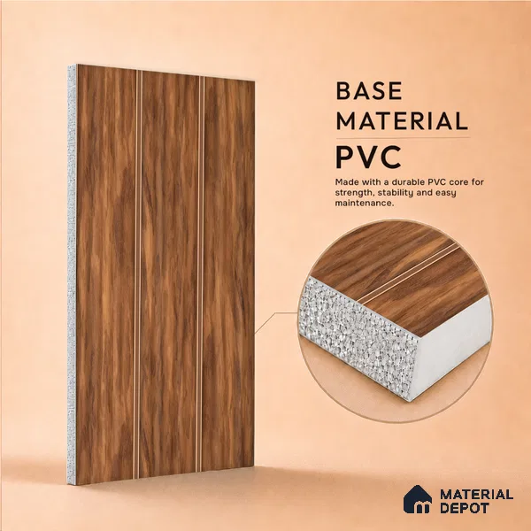 Wooden Look PN 07504 8 ft x 6 inch PVC Panel - 10 mm | Suitable for Living Room, Bedroom & Office | Width is Subjected to 5% Variation