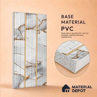 Dove Grey Marble Look PN 07508 8 ft x 6 inch PVC Panel - 10 mm | Suitable for Living Room, Bedroom & Office | Width is Subjected to 5% Variation