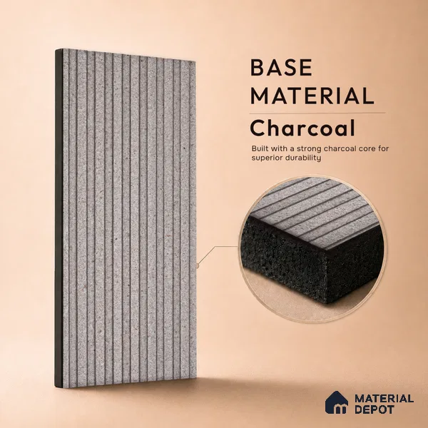 Cloud Grey Stone Look PN 07594 9.5 ft x 4.9 inch Charcoal Panel - 12 mm | Suitable for Feature Wall, TV Unit & Living Room | Width is Subjected to 5% Variation