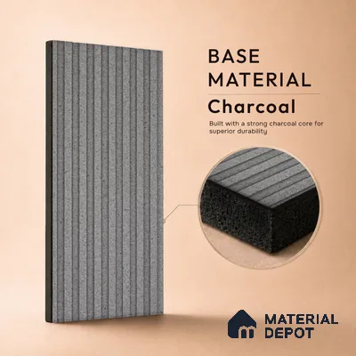 Steel Grey Stone Look PN 07595 9.5 ft x 4.9 inch Charcoal Panel - 12 mm | Suitable for Feature Wall, TV Unit & Living Room | Width is Subjected to 5% Variation
