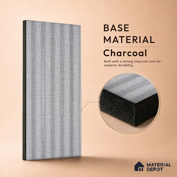Cement Grey Fabric Look PN 07598 9.5 ft x 4.9 inch Charcoal Panel - 12 mm | Suitable for Feature Wall, TV Unit & Living Room | Width is Subjected to 5% Variation
