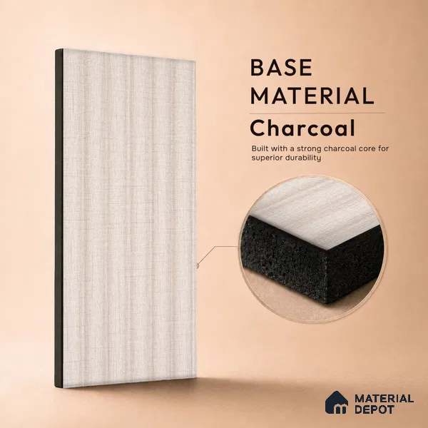 Dove Grey Fabric Look PN 07600 9.5 ft x 4.9 inch Charcoal Panel - 12 mm | Suitable for Feature Wall, TV Unit & Living Room | Width is Subjected to 5% Variation