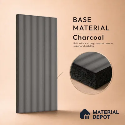 Mid Grey Plain Colour Look PN 07605 9.5 ft x 4.9 inch Charcoal Panel - 12 mm | Suitable for Feature Wall, TV Unit & Living Room | Width is Subjected to 5% Variation