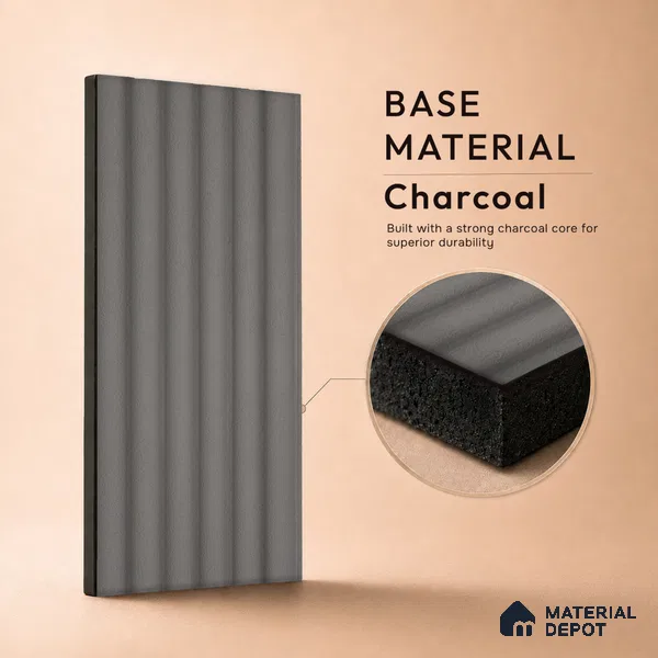 Mid Grey Plain Colour Look PN 07605 9.5 ft x 4.9 inch Charcoal Panel - 12 mm | Suitable for Feature Wall, TV Unit & Living Room | Width is Subjected to 5% Variation