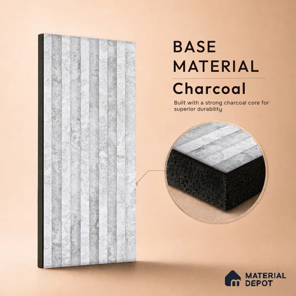 Dove Grey Cement Look PN 07606 9.5 ft x 4.9 inch Charcoal Panel - 12 mm | Suitable for Feature Wall, TV Unit & Living Room | Width is Subjected to 5% Variation