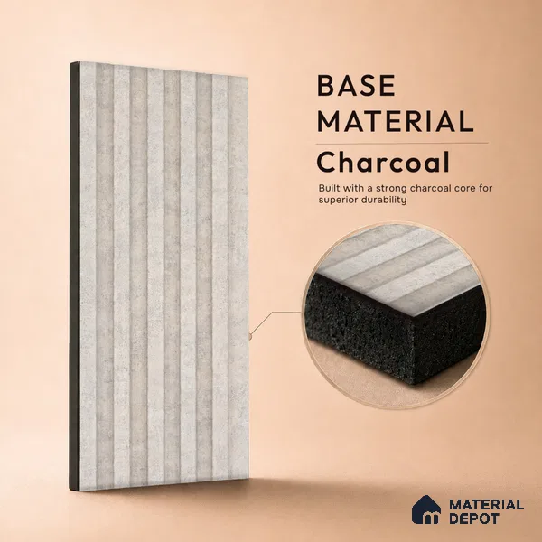 Light Grey Stone Look PN 07607 9.5 ft x 4.9 inch Charcoal Panel - 12 mm | Suitable for Feature Wall, TV Unit & Living Room | Width is Subjected to 5% Variation