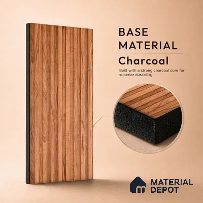 Wooden Look PN 07656 8 ft x 10 inch Charcoal Panel - 10 mm | Suitable for Living Room, Bedroom & Office | Width is Subjected to 5% Variation