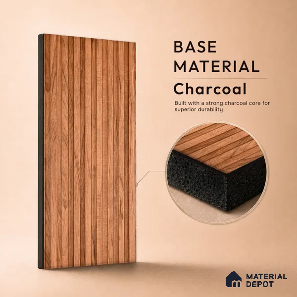 Wooden Look PN 07656 8 ft x 10 inch Charcoal Panel - 10 mm | Suitable for Living Room, Bedroom & Office | Width is Subjected to 5% Variation