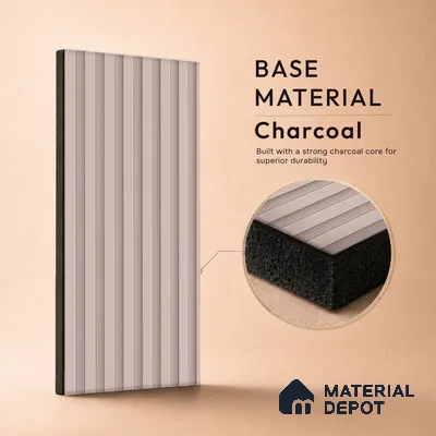 Cement Grey Plain Colour Look PN 07663 8 ft x 10 inch Charcoal Panel - 10 mm | Suitable for Living Room, Bedroom & Office | Width is Subjected to 5% Variation