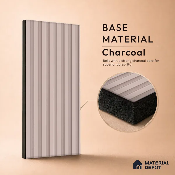 Cement Grey Plain Colour Look PN 07663 8 ft x 10 inch Charcoal Panel - 10 mm | Suitable for Living Room, Bedroom & Office | Width is Subjected to 5% Variation