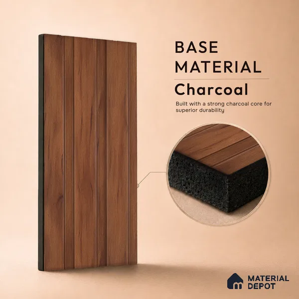 Wooden Look PN 07694 9.1 ft x 4.9 inch Charcoal Panel - 12 mm | Suitable for Living Room, Bedroom & TV Cabinet | Width is Subjected to 5% Variation