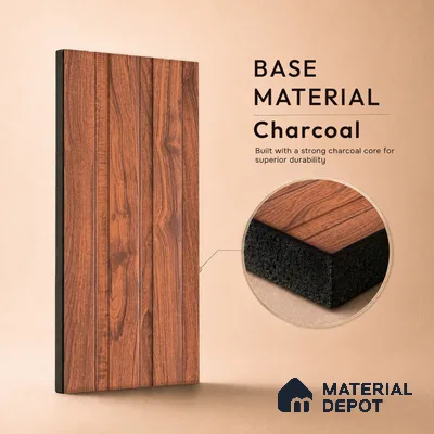 Wooden Look PN 07697 9.1 ft x 4.9 inch Charcoal Panel - 12 mm | Suitable for Living Room, Bedroom & TV Cabinet | Width is Subjected to 5% Variation