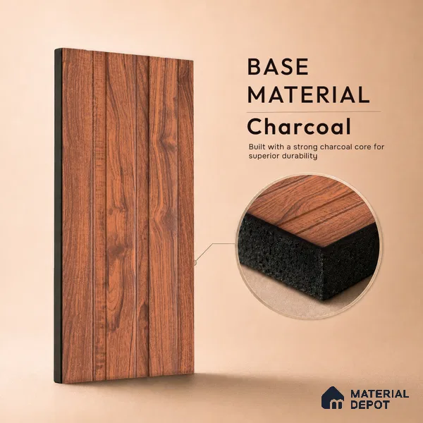 Wooden Look PN 07697 9.1 ft x 4.9 inch Charcoal Panel - 12 mm | Suitable for Living Room, Bedroom & TV Cabinet | Width is Subjected to 5% Variation