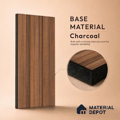 Wooden Look PN 07698 9.1 ft x 4.9 inch Charcoal Panel - 12 mm | Suitable for Living Room, Bedroom & TV Cabinet | Width is Subjected to 5% Variation