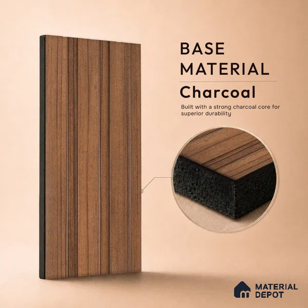 Wooden Look PN 07698 9.1 ft x 4.9 inch Charcoal Panel - 12 mm | Suitable for Living Room, Bedroom & TV Cabinet | Width is Subjected to 5% Variation
