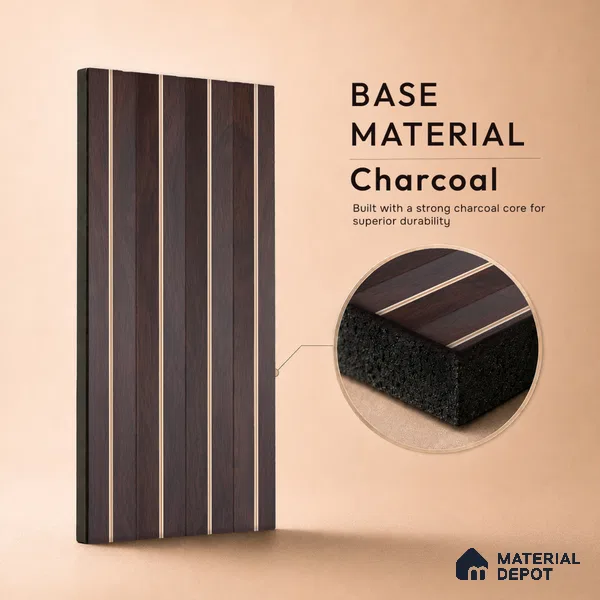 Wooden Look PN 07706 9.1 ft x 4.9 inch Charcoal Panel - 12 mm | Suitable for Living Room, Bedroom & TV Cabinet | Width is Subjected to 5% Variation