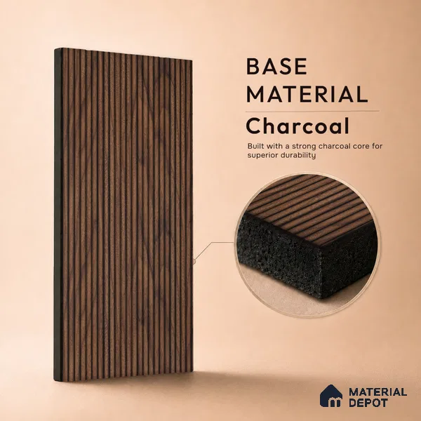 Wooden Look PN 07795 8 ft x 7.8 inch Charcoal Panel - 6 mm | Suitable for Living Room, Bedroom & Office | Width is Subjected to 5% Variation