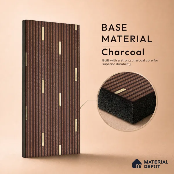 Coffee Brown Geometric Look PN 07808 8 ft x 7.8 inch Charcoal Panel - 6 mm | Suitable for Living Room, Bedroom & Office | Width is Subjected to 5% Variation