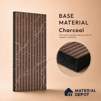 Cappucino Brown Marble Look PN 07820 8 ft x 7.8 inch Charcoal Panel - 6 mm | Suitable for Living Room, Bedroom & Office | Width is Subjected to 5% Variation