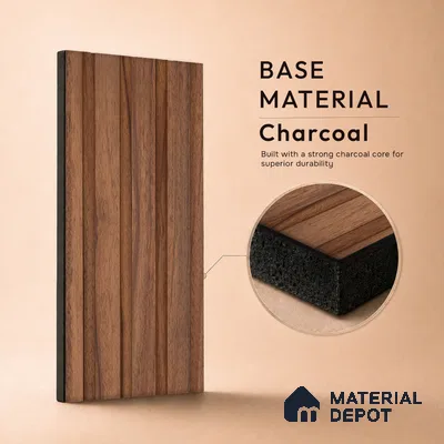 Wooden Look PN 07870 9.5 ft x 4.9 inch Charcoal Panel - 11 mm | Suitable for Feature Wall, Living Room & Bedroom | Width is Subjected to 5% Variation