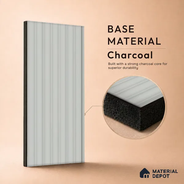 Light Grey Plain Colour Look PN 00624 8 ft x 4 inch Charcoal Panel - 11 mm | Suitable for Feature Wall, TV Unit & Living Room | Width is Subjected to 5% Variation