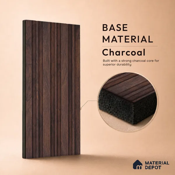 Wooden Look PN 00653 8 ft x 4.8 inch Charcoal Panel - 11 mm | Suitable for Feature Wall, TV Unit & Living Room | Width is Subjected to 5% Variation