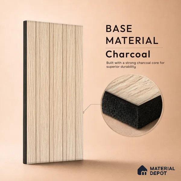 Wooden Look PN 00669 8 ft x 4.8 inch Charcoal Panel - 11 mm | Suitable for Feature Wall, TV Unit & Living Room | Width is Subjected to 5% Variation