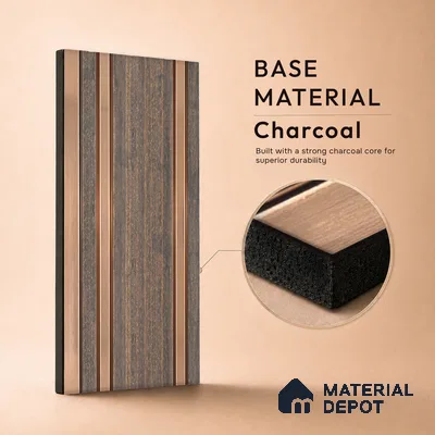 Wooden Look PN 03552 9.5 ft x 4.7 inch Charcoal Panel - 12 mm | Suitable for Feature Wall, TV Unit & Living Room | Width is Subjected to 5% Variation