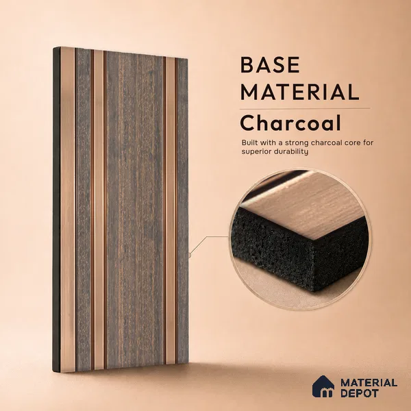 Wooden Look PN 03552 9.5 ft x 4.7 inch Charcoal Panel - 12 mm | Suitable for Feature Wall, TV Unit & Living Room | Width is Subjected to 5% Variation