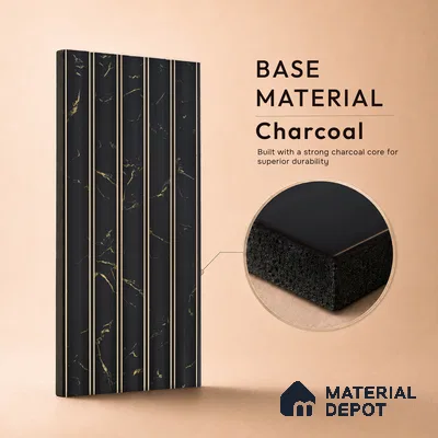 Graphite Black Marble Look PN 05544 8 ft x 6 inch Charcoal Panel - 7 mm | Suitable for Feature Wall, TV Unit & Living Room | Width is Subjected to 5% Variation