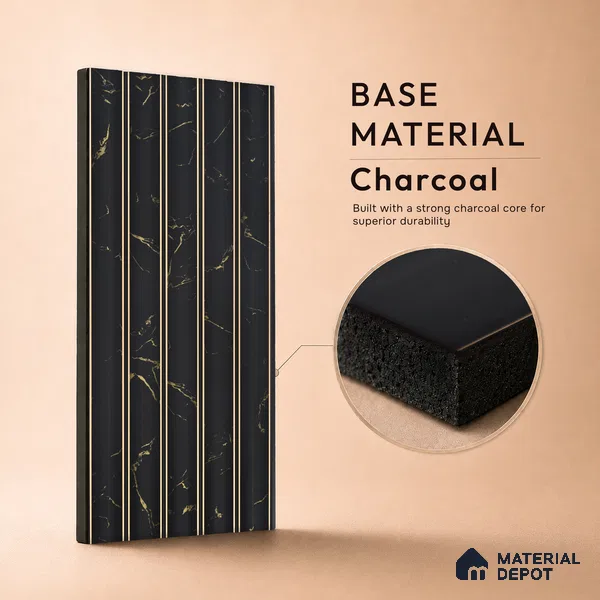 Graphite Black Marble Look PN 05544 8 ft x 6 inch Charcoal Panel - 7 mm | Suitable for Feature Wall, TV Unit & Living Room | Width is Subjected to 5% Variation