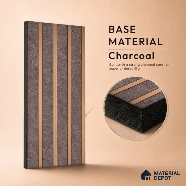 Cappucino Brown Stone Look PN 05546 8 ft x 6 inch Charcoal Panel - 7 mm | Suitable for Feature Wall, TV Unit & Living Room | Width is Subjected to 5% Variation