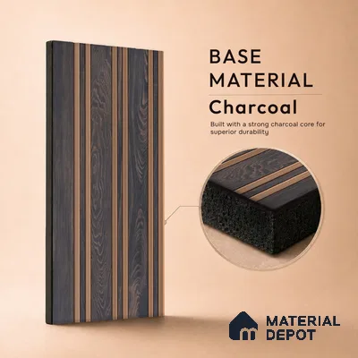 Wooden Look PN 05550 8 ft x 6 inch Charcoal Panel - 7 mm | Suitable for Feature Wall, TV Unit & Living Room | Width is Subjected to 5% Variation