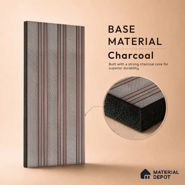 Pebble Grey Fabric Look PN 05552 8 ft x 6 inch Charcoal Panel - 7 mm | Suitable for Feature Wall, TV Unit & Living Room | Width is Subjected to 5% Variation