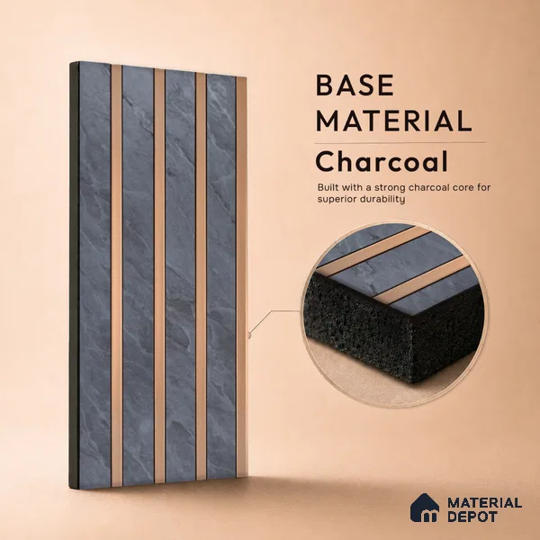 Dark Grey Stone Look PN 05635 8 ft x 6 inch Charcoal Panel - 7 mm | Suitable for Feature Wall, TV Unit & Living Room | Width is Subjected to 5% Variation