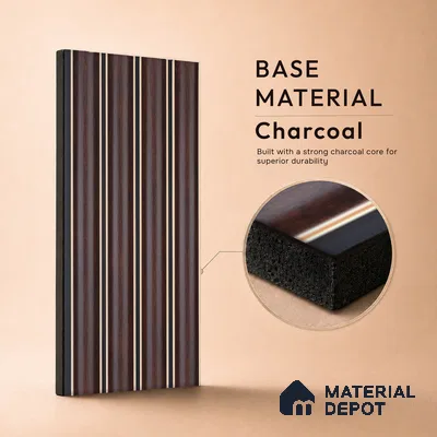 Wooden Look PN 06800 8 ft x 4.9 inch Charcoal Panel - 12 mm | Suitable for Living Room, Bedroom & TV Cabinet | Width is Subjected to 5% Variation