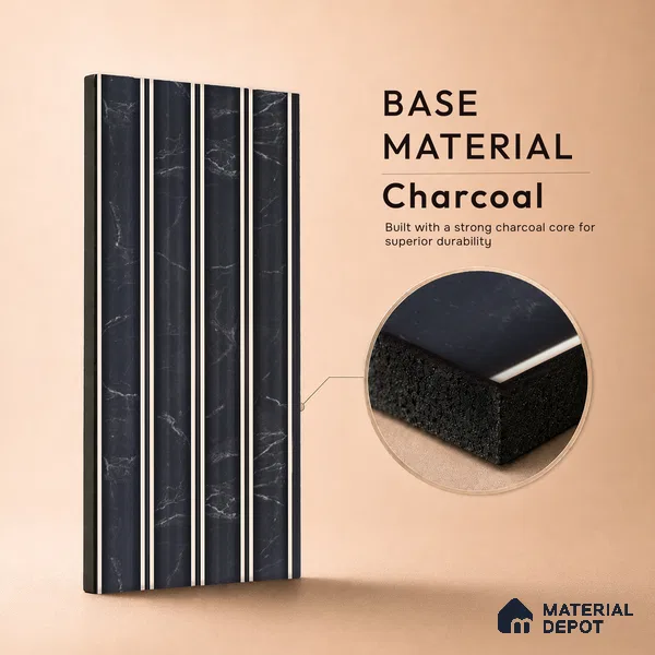 Graphite Black Marble Look PN 06801 8 ft x 4.9 inch Charcoal Panel - 12 mm | Suitable for Living Room, Bedroom & TV Cabinet | Width is Subjected to 5% Variation